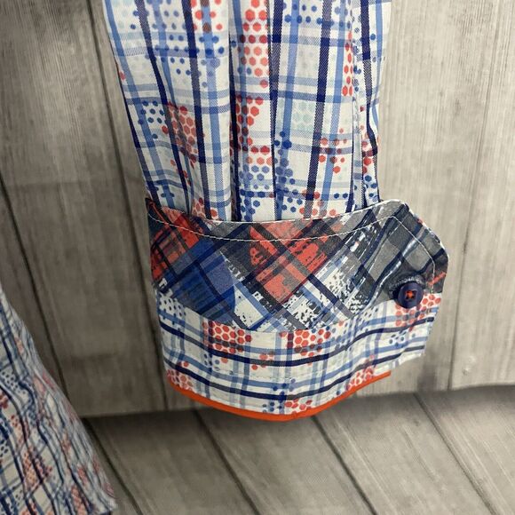 Visconti Black Men's XL Multicolor Contrast Cuff Long Sleeve Button-Front Shirt - Picture 4 of 7